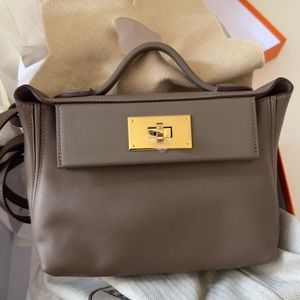 Hermes Mini 24/24 bag etoupe evercolor
